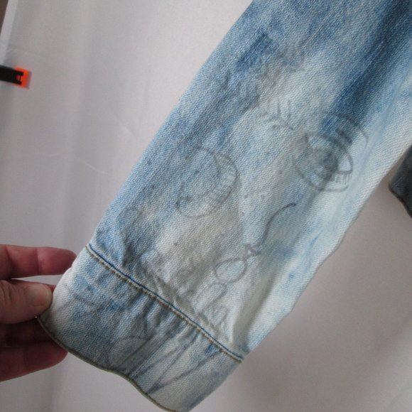 Route 66 Womens Faded Blue Jean Jacket Sz Large Band Lyrics Written Thro… - Picture 6 of 13